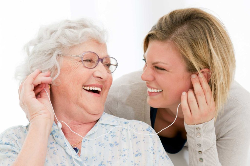 picture Mother and Daughter Listening to Music