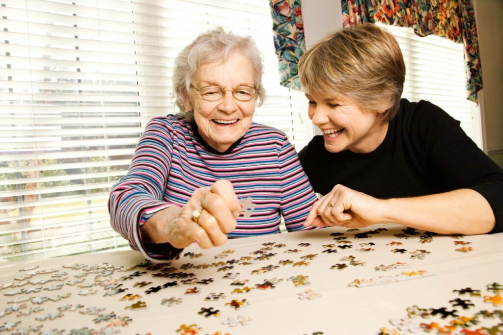 picture of Mother and Daughter Playing Puzzle