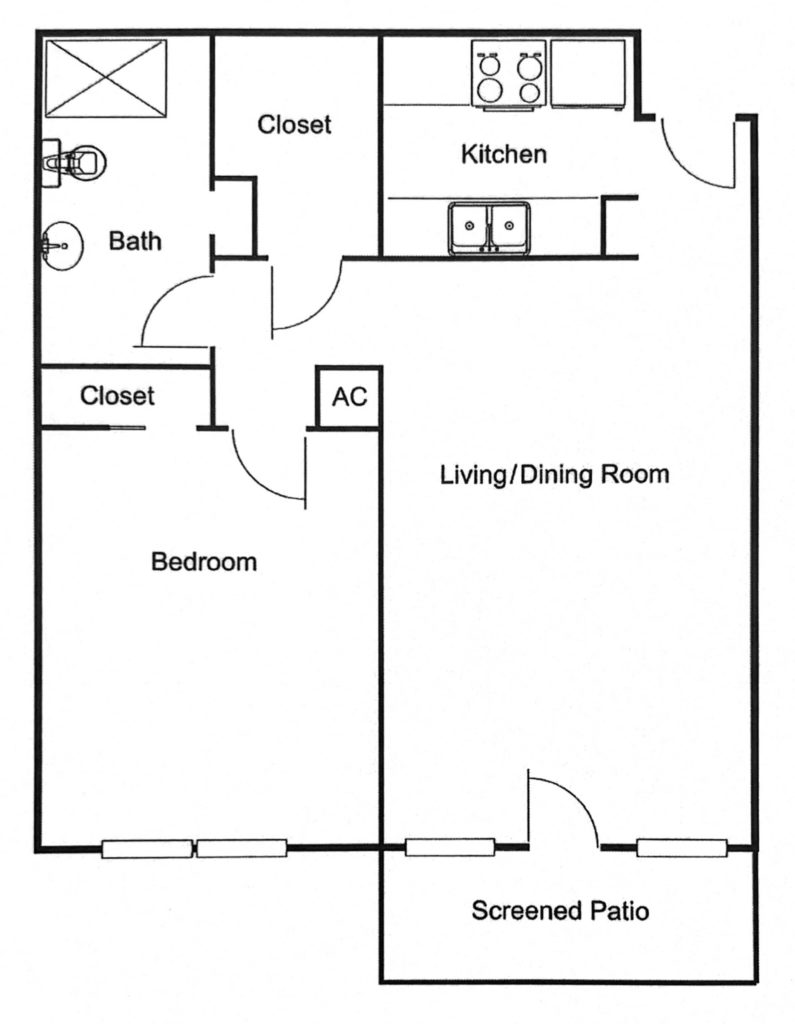 Waterside Floor Plan 2 Bedrooms